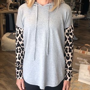 Project T Grey Hoodie with Leopard Sleeves